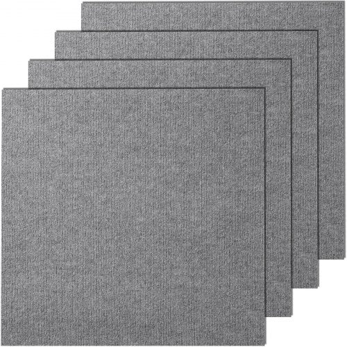 Carpet Tiles Peel and Stick, 24¡± x 24¡± Squares Self Adhesive Carpet Floor Tile, Soft Padded Carpet Tiles, Easy Install DIY for Bedroom Living Room Indoor Outdoor (9Tiles, Light Gray)