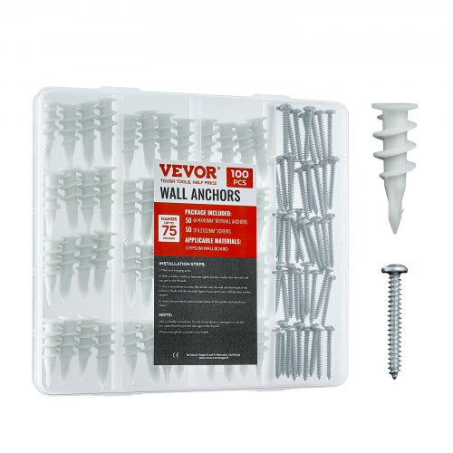 Drywall Anchors Self Drilling Anchors 100PCS in 50 Sets Screw & Anchors