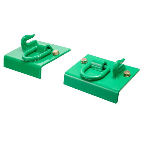 5/16' Tractor Bucket Hook with Tie Down Ring, Grade 70 Forged Steel 2 Pack Bolt-On Grab Hook with Back Plate Compatible for Tractor Bucket RV UTV Truck, Maximum Break Strength 12,000 lbs, Green