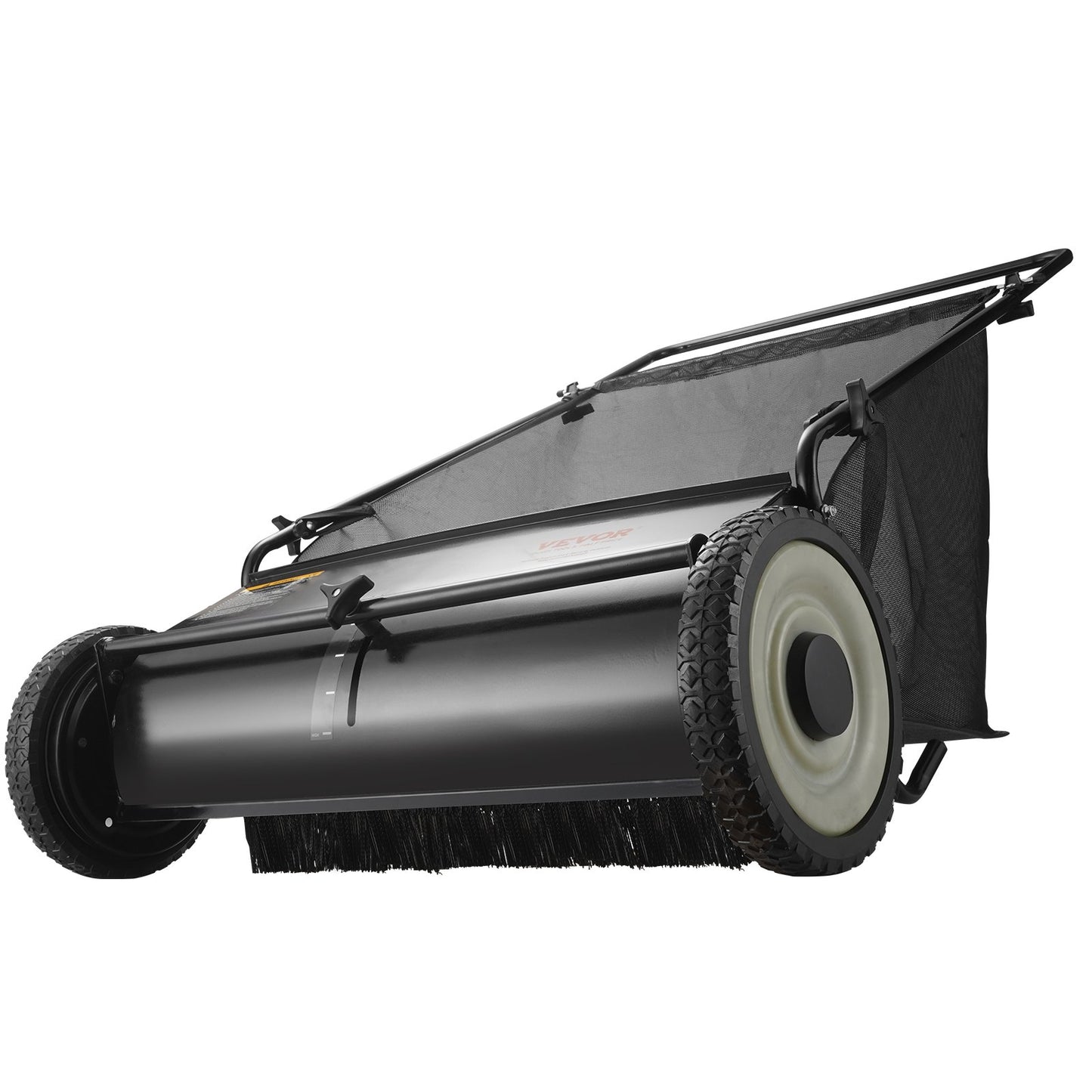 VEVOR Push Lawn Sweeper, 26 Inch Leaf & Grass Collector, Strong Rubber Wheels & Heavy Duty Thickened Steel Durable to Use with Large Capacity 7 ft? Mesh Collection Bag, 4 Spinning Brushes