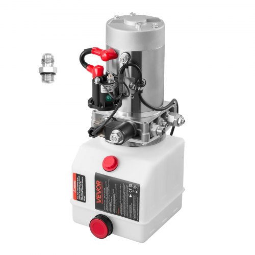 4 Quart Hydraulic Power Unit, Single Acting Dump Trailer Pump, 3200 PSI Max Relief Pressure & 0.91 GPM Flow Rate, DC 12V Hydraulic Pump with Metal Reservoir for Dump Trailer Car Lifting