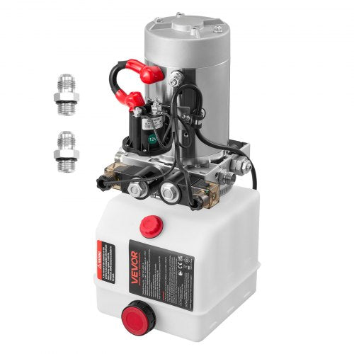 4 Quart Hydraulic Power Unit, Double Acting Dump Trailer Pump, 3200 PSI Max Relief Pressure & 0.91 GPM Flow Rate, DC 12V Hydraulic Pump with Metal Reservoir for Dump Trailer Car Lifting, White