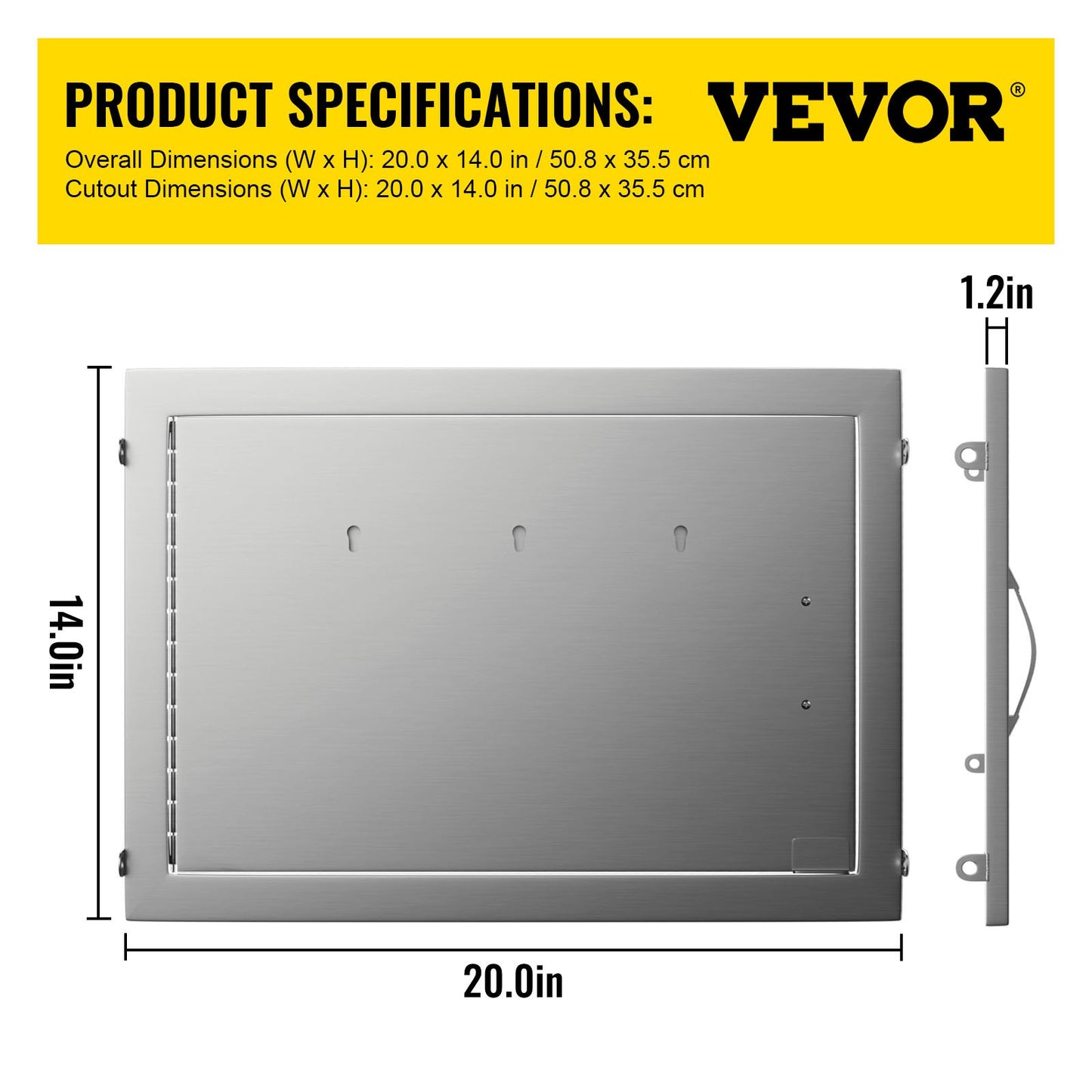 VEVOR BBQ Access Door 20W x 14H Inch, Horizontal Single BBQ Door Stainless Steel, Outdoor Kitchen Doors for BBQ Island, Grilling Station, Outside Cabinet