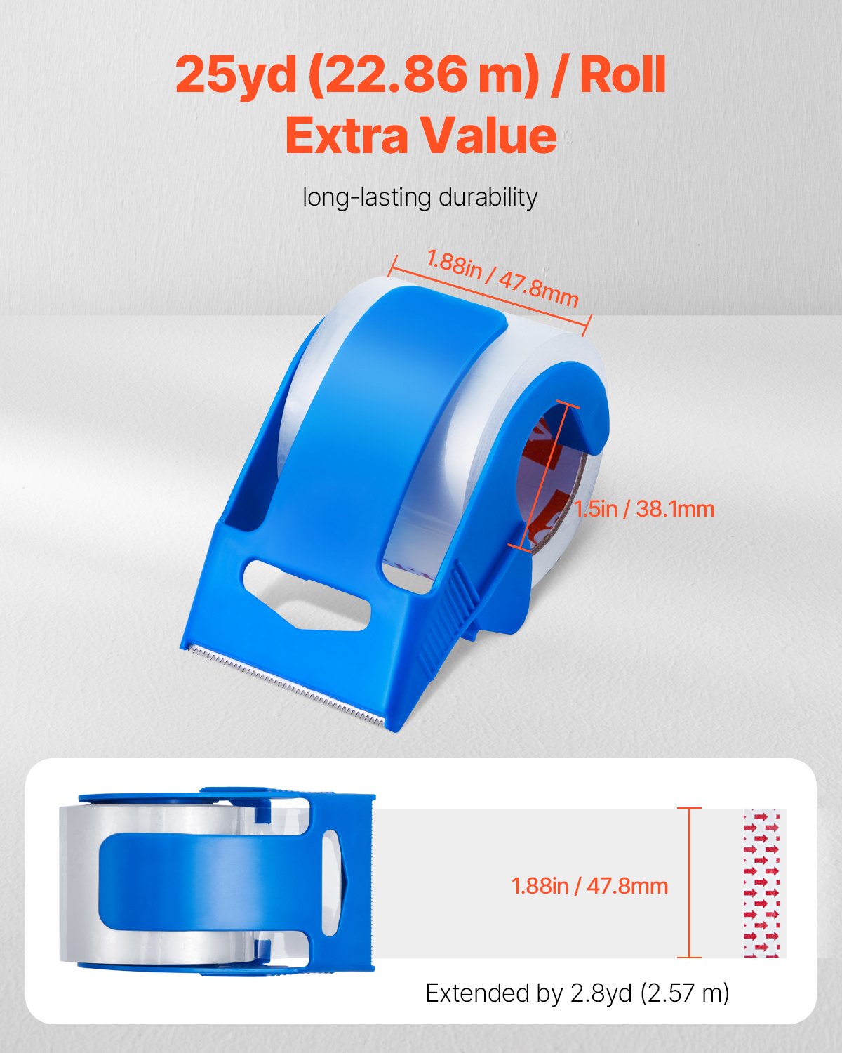 Clear Packing Tape 6 Rolls 25 Yards Clear Shipping Tape with Dispenser 2.7 Mil