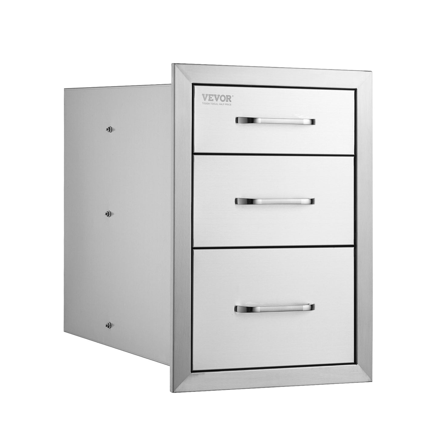 VEVOR Outdoor Kitchen Drawers 14 W x 20.3 H x 23 D, Flush Mount Triple Access BBQ Drawers Stainless Steel with Handle, BBQ Island Drawers for Outdoor Kitchens or Patio Grill Station