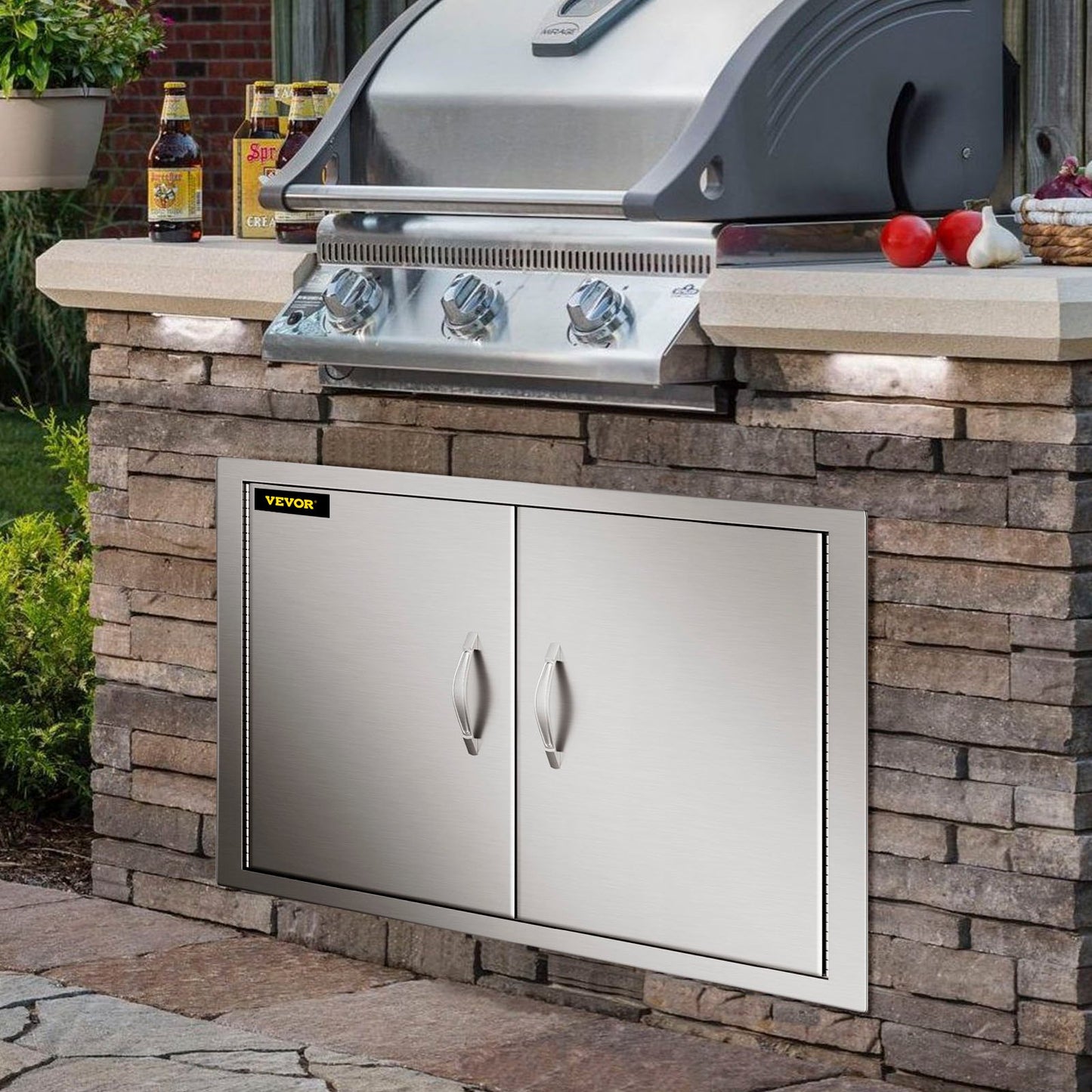 VEVOR Outdoor Kitchen Access 30.5X 21 Wall Construction Stainless Steel Flush Mount for BBQ Island, 30.5inch x 21inch, Double Door