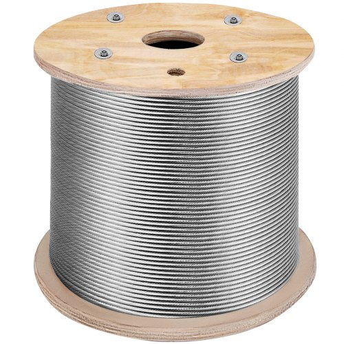 316 Stainless Steel Cable 1/8' 1x19 Steel Cable Wire Rope 150M/500FT Cable Railing Transport Wire Rope Cable for Railing Decking DIY Balustrade(150M)