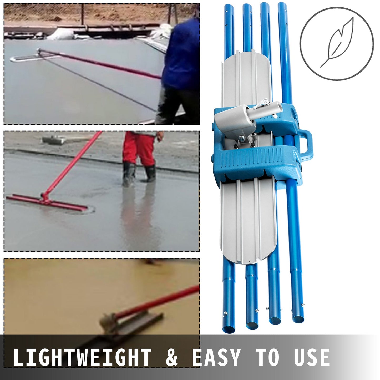 VEVOR Bull Float Magnesium Concrete Float 48 x 8 Round End Concrete Float Tool Cement Tool Bull Concrete Kit Bull Float with 4 Float Handle Bull Float Bracket Concrete Tools Finishing Bull Float