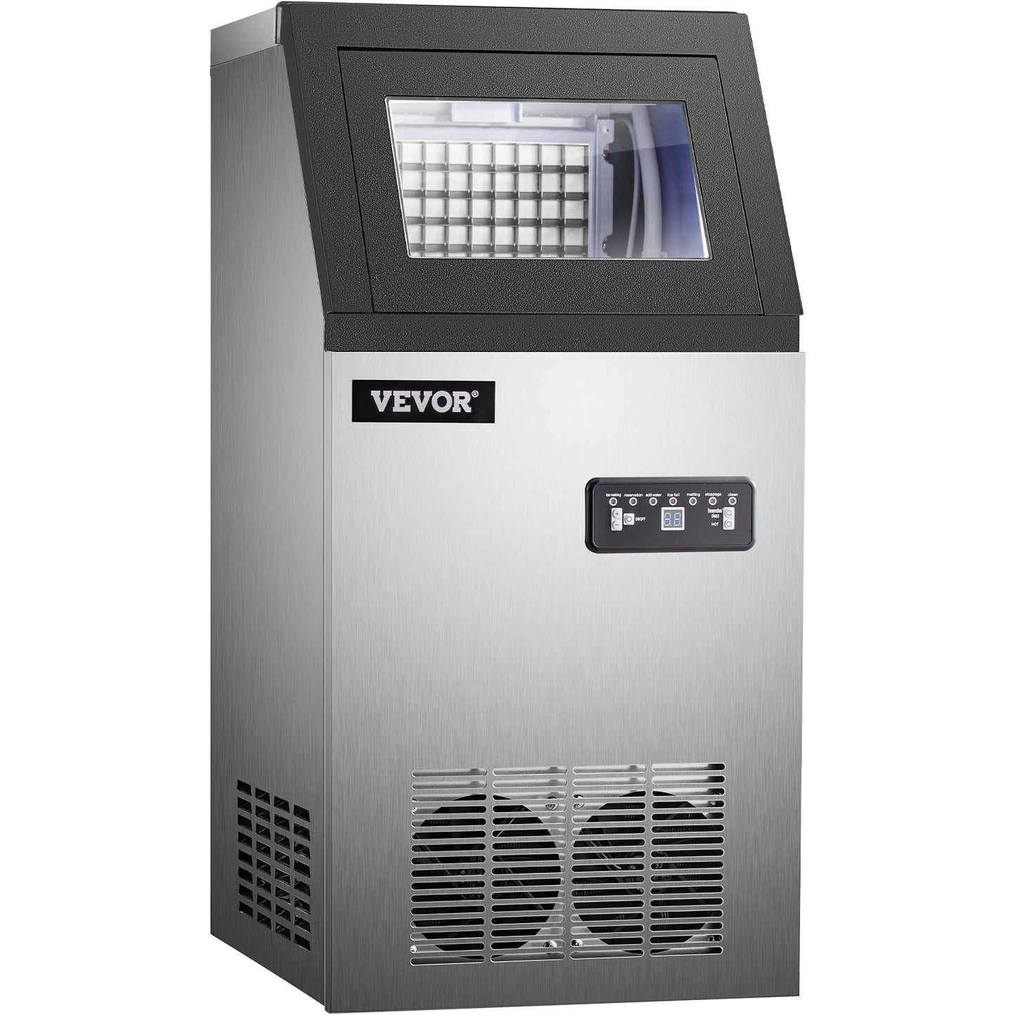 VEVOR 110V Commercial Ice Maker 88LBS/24H with 22LBs Storage Ice Maker Machine Stainless Steel Portable Automatic Ice Machine with Scoop and Connection Hoses Perfect for Restaurants Bars Cafe