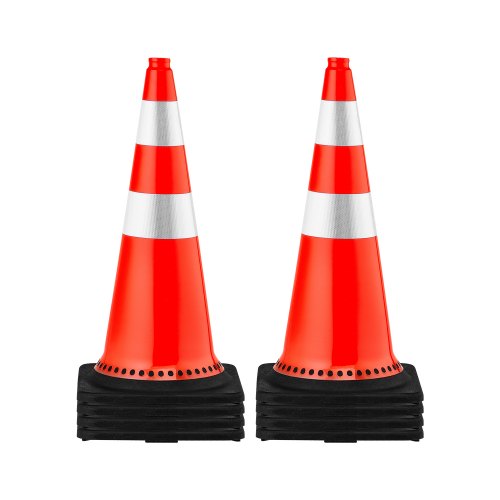 Safety Cones, 8 x 30\' Traffic Cones, PVC Orange Construction Cones, Reflective Collars Traffic Cones with Black Weighted Base Used for Traffic Control, Driveway Road Parking and School Improvem