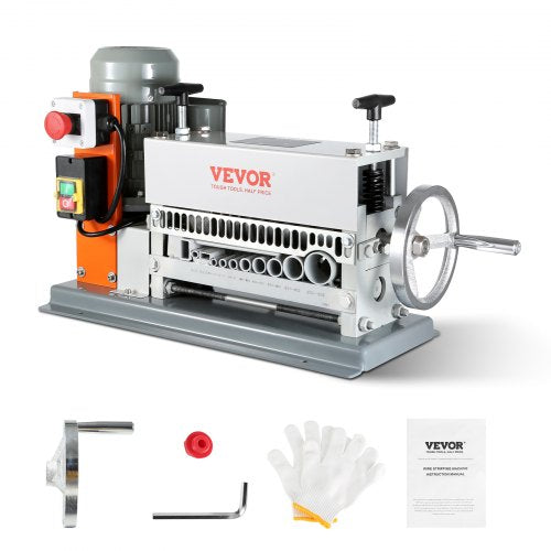 Electric Cable Stripping Tool, 0.06''-1.57'' Motorized Wire Stripper, 370 W, 88 ft/min, Includes Manual Crank & 11 Channels, Ideal for Copper Scrap Recycling