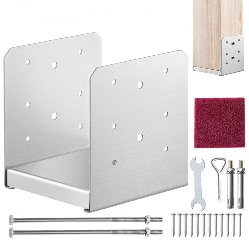 VEVOR 6x6 Post Base, 1Pcs Stainless Steel Adjustable Post Anchor Bracket(Internal 5.9 x 5.5), Adjustable Post Base for Pavilion Deck Porch Handrail Railing Support Decorative Anchor Plate