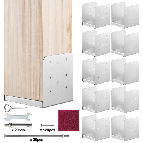 6'x 6' Post Base, 10Pcs Stainless Steel Adjustable Post Anchor Bracket(Internal 5.9 x 5.5'), Adjustable Post Base for Pavilion Deck Porch Handrail Railing Support Decorative Anchor Plate