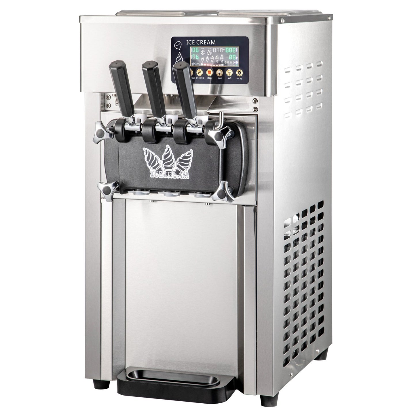 VEVOR Commercial Ice Cream Maker Machine, 2+1 Flavor Countertop Soft Serve Machine, 5 Gal/H Commercial Ice Cream Maker w/Two 3L Hoppers, Soft Ice Cream Machine for Restaurants Snack Bars Supermarkets