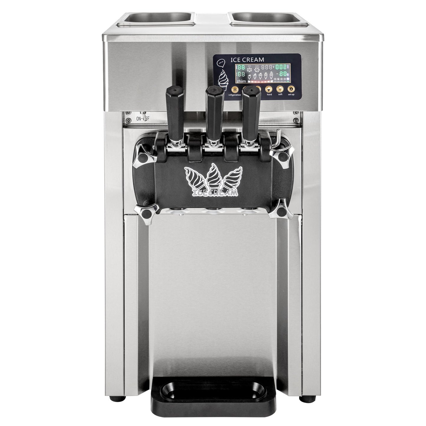 VEVOR Commercial Ice Cream Maker Machine, 2+1 Flavor Countertop Soft Serve Machine, 5 Gal/H Commercial Ice Cream Maker w/Two 3L Hoppers, Soft Ice Cream Machine for Restaurants Snack Bars Supermarkets