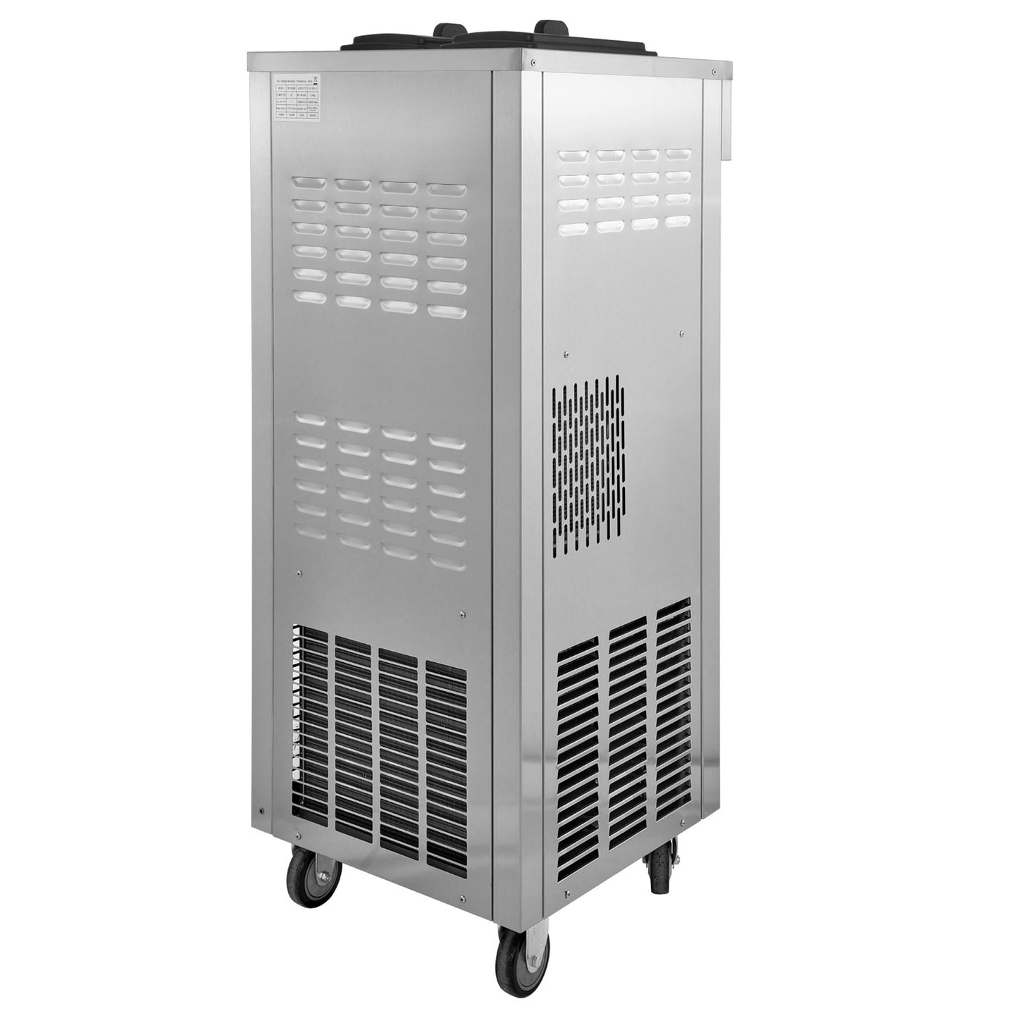 VEVOR 2200W Commercial Soft Ice Cream Machine 3 Flavors 5.3 to 7.4Gallon per Hour PreCooling at Night Auto Clean LCD Panel for Restaurants Snack Bar, Sliver