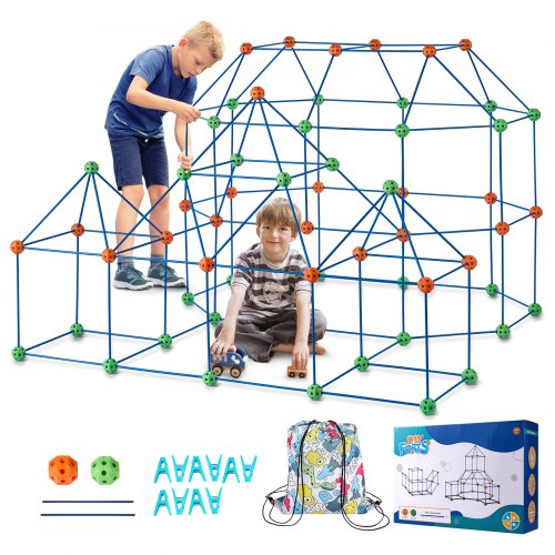 Fort Building Kit for Kids, 180PCS STEM Building Toys, Educational Gift for 4 5 6 7 8+ Year Old Boys & Girls, Indoor Outdoor Play Tent Builder Set Construction Toys with 120 Rods and 60 Balls
