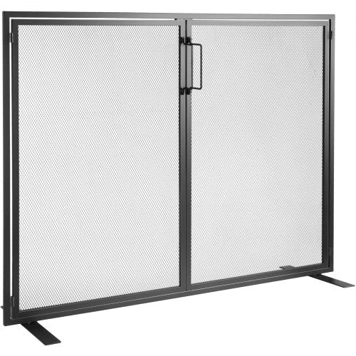 VEVOR Fireplace Screen 1 Panel with Door, Sturdy Iron Mesh Fireplace Screen, 38.98(L) x30.7(H) Spark Guard Cover, Simple Installation, Free Standing Fire Fence Grate for Living Room Home Decor Moder