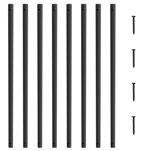 Staircase Metal Balusters, 38'' x 1'' Flat Aluminum Alloy Decorative Banister Spindles, 72 Pack Deck Baluster with Screws, Classic Hollow Deck Railing Satin Black Powder Coated for Porch