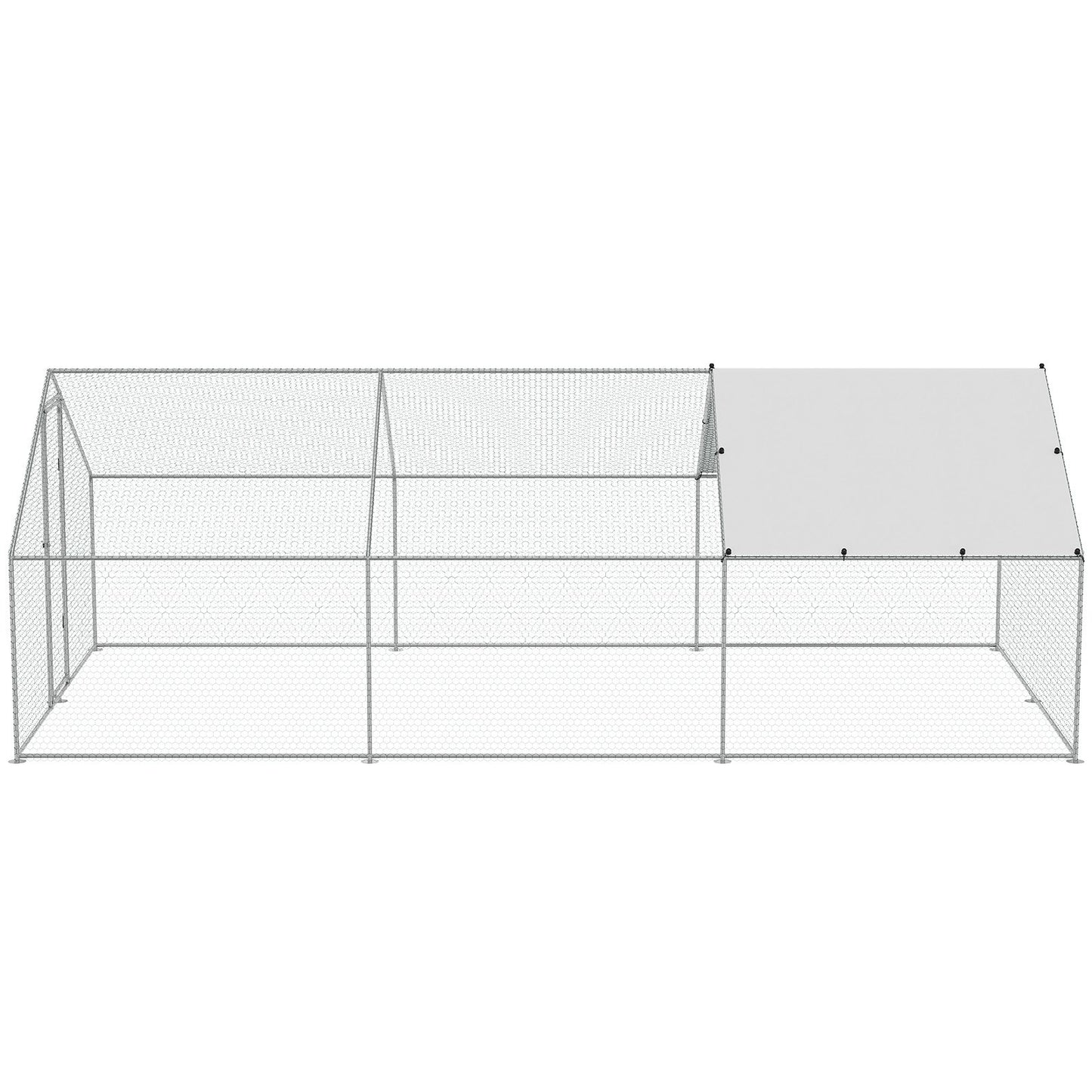 VEVOR Large Metal Chicken Coop, 9.8x19.3x6.5 ft Walk-in Chicken Runs for Yard with Cover, Spire Roof Hen House with Security Lock for Outdoor and Backyard, Farm, Duck Rabbit Cage Poultry Pen