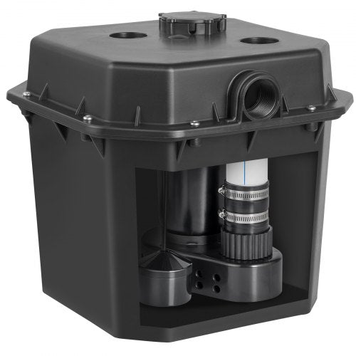Utility Sink Pump, 1/3 HP, 120-Volt, 2900 GPH Flow, 25 ft Head, Under-Sink Sump Pump System with 6 Gallon Basin, Automatic Utility/Laundry Sink Pump, Drain Pump with 1-1/2' NPT Outlet, Black
