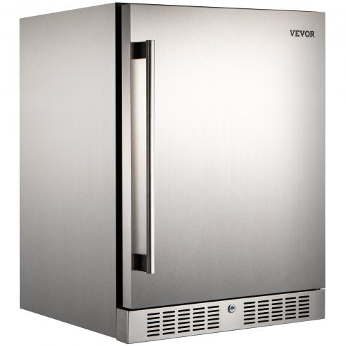 VEVOR Outdoor Refrigerator, Built-in 24 Undercounter Refrigerator, 5.5 cu.ft. Built-in Beverage Refrigerator, Stainless Steel Compact Refrigerator Mini Bar Beer Fridge for Home Bar Office Outdoor