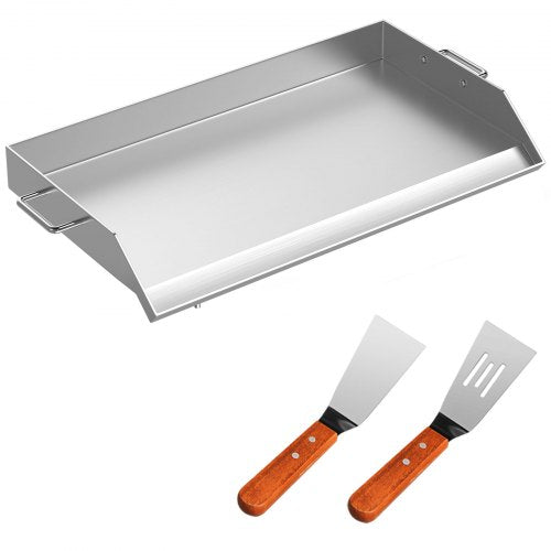 VEVOR Stainless Steel Griddle,36 x 22 Universal Flat Top Rectangular Plate, BBQ Charcoal/Gas Non-Stick Grill with 2 Handles and Grease Groove with Hole?Grills for Camping, Tailgating and Parties