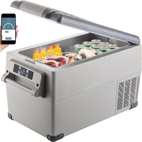 VEVOR Portable Refrigerator 37 Quart(35 Liter),12 Volt Refrigerator App Control(-4¨H~68¨H), Car Refrigerator Dual Zone with 12/24v DC & 110-240v AC for Camping, Travel, Fishing, Outdoor or Home Use