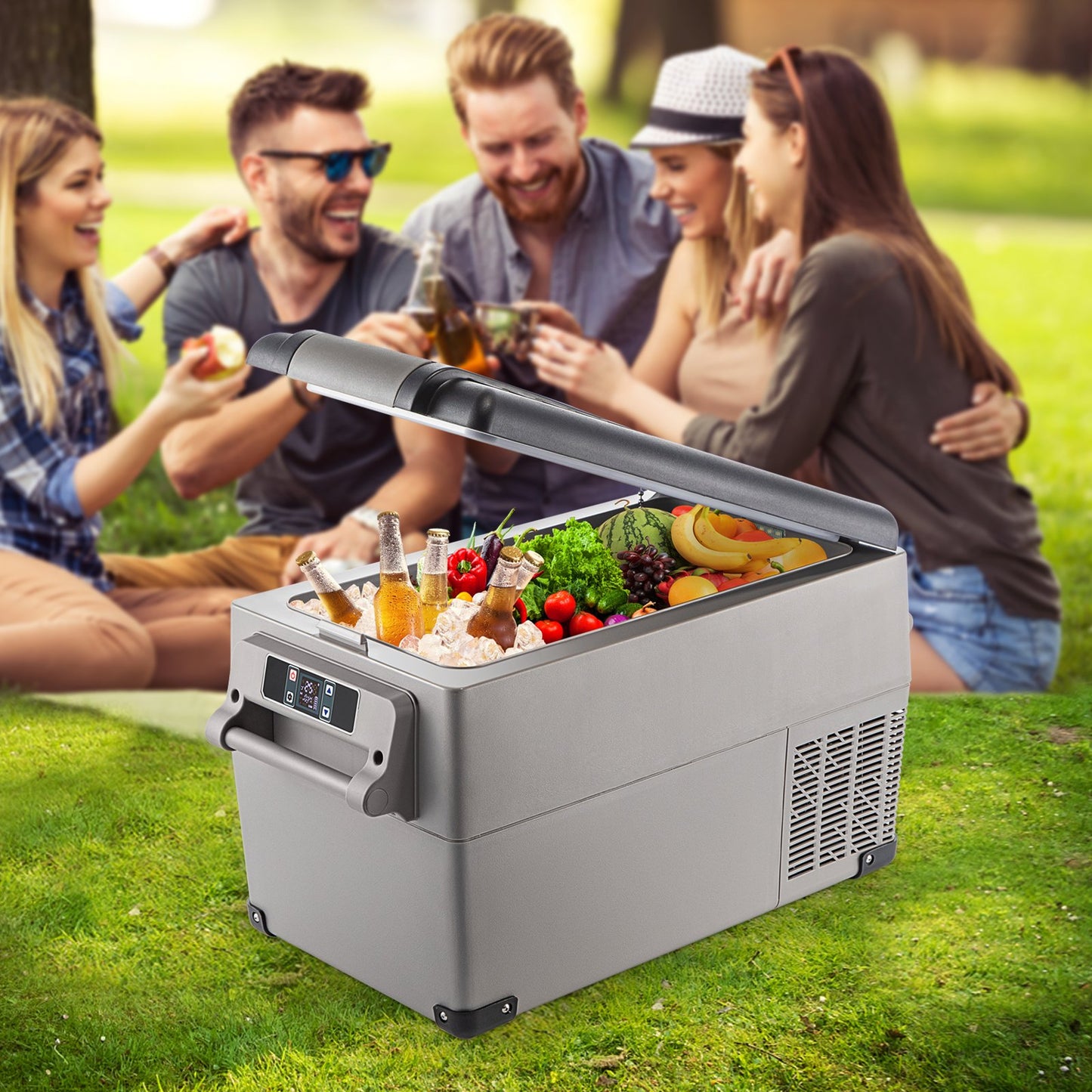 VEVOR Portable Refrigerator 37 Quart(35 Liter),12 Volt Refrigerator App Control(-4¨H~68¨H), Car Refrigerator Dual Zone with 12/24v DC & 110-240v AC for Camping, Travel, Fishing, Outdoor or Home Use