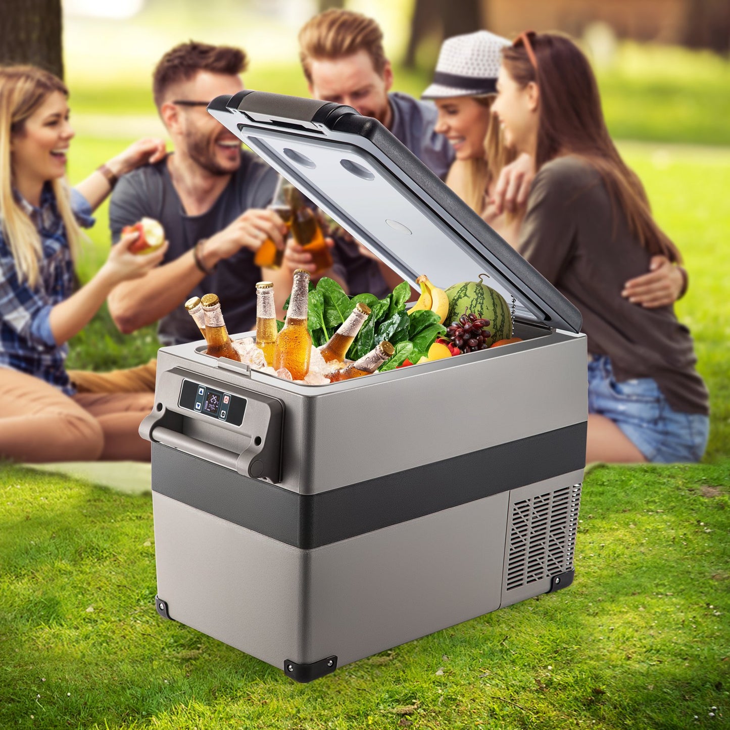 VEVOR 12 Volt Refrigerator 45L(48qt) Fast Cooling Portable Freezer with App Control(-4¨H~68¨H) Car Fridge with 12/24v DC & 110-240v AC for Travel, Camping and Home Use, 48 Quart, Black