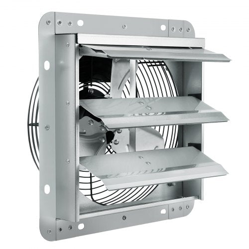 10'' Shutter Exhaust Fan, High-speed 820 CFM, Aluminum Wall Mount Attic Fan with AC-motor, Ventilation and Cooling for Greenhouses, Garages, Sheds, Shops, FCC