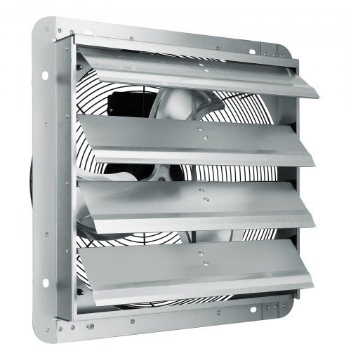 16'' Shutter Exhaust Fan, High-speed 2000 CFM, Aluminum Wall Mount Attic Fan with AC-motor, Ventilation and Cooling for Greenhouses, Garages, Sheds, Shops, FCC