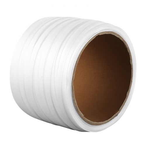 Packaging Woven Cord Strapping Roll, 660' Length x 1/2' Width x 0.03' Thickness, 882 lbs Breaking Strength, Heavy Duty Banding Pallet Strap Coil, Portable Strong Banding Packing Straps, White