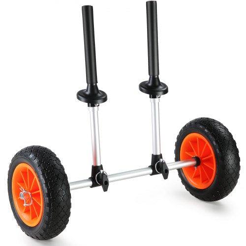 VEVOR Heavy Duty Kayak Cart, 280lbs Load Capacity, Detachable Canoe Trolley Cart with 10'' Solid Tires, Adjustable Width & Top Foam Protection, for Kayaks with Drain Holes of 2.54cm and Above