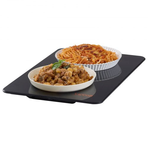 VEVOR Electric Warming Tray, 16.5 x 11 Portable Tempered Glass Heating Tray with Temperature Control (65-90¡æ), Perfect for Dinner, Catering, House, Parties, Events, Entertaining and Holiday, Black