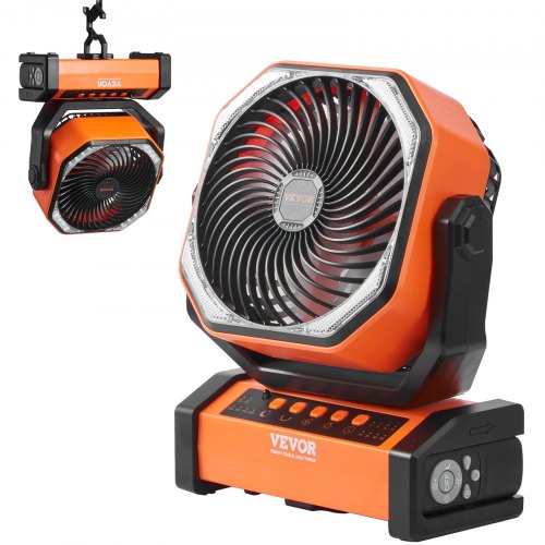 Portable Fan Rechargeable 9 inch, Battery Powered Fan with LED Lantern, 4 Speeds Adjustable & 45¡ã/90¡ãAutomatic Swivel & Timer , USB Battery Operated Fans for Travel Bedroom Home Camping Office