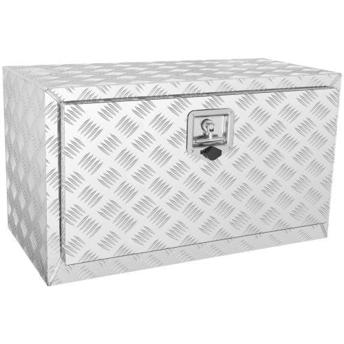 Underbody Truck Box, 30'¡Á17'¡Á18' Pickup Storage Box, Heavy Duty Aluminum Diamond Plate Tool Box with Lock and Keys, Waterproof Trailer Storage Box with T-Handle Latch for Truck, Van, Trailer