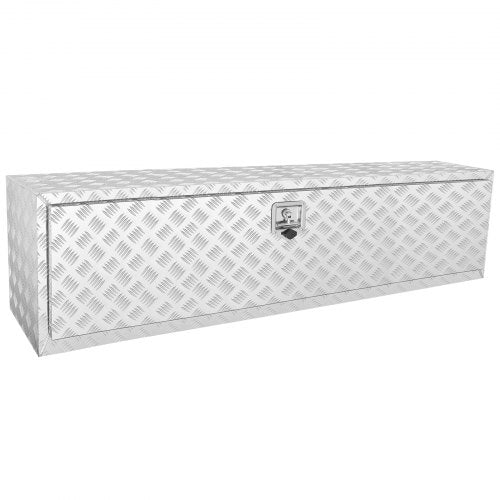 Underbody Truck Box, 60'¡Á17'¡Á18' Pickup Storage Box, Heavy Duty Aluminum Diamond Plate Tool Box with Lock and Keys, Waterproof Trailer Storage Box with T-Handle Latch for Truck, Van, Trailer