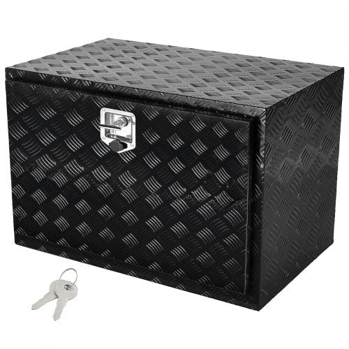 Underbody Truck Box, 48' x 17' x 18' Pickup Storage Box, Heavy Duty Aluminum Diamond Plate Tool Box with Lock and Keys, Waterproof Trailer Storage Box with T-Handle Latch for Truck, Van, Trailer