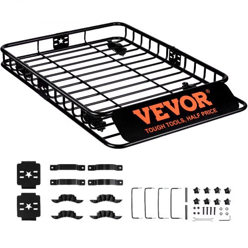 Roof Rack Cargo Basket, 46' x 36' x 4.5' Rooftop Cargo Carrier, Heavy-duty 200 LBS Capacity Universal Roof Rack Basket, Luggage Holder for SUV, Truck, Vehicle