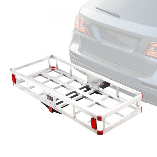 49.4 x 22.4 x 7.1 in Hitch Cargo Carrier, 500lbs Loading Capacity Trailer Hitch Mounted Cargo Basket, Rust-proof Aluminum Luggage Carrier Rack Fits 2' Hitch Receiver for SUV Truck Pickup Camping