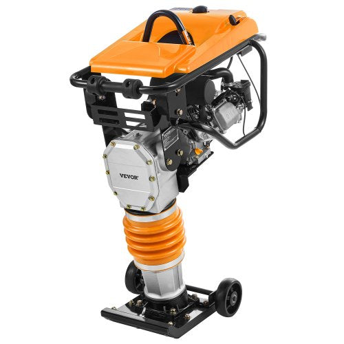 Jumping Jack Compactor, 6.5 HP Vibratory Rammer Fuel-Powered 196 cc Engine Tamper, 3600 lbs Impact Force, 26' Max Compaction Depth, for Soil, Gravel, Footings, Concrete Slabs, and Foundations