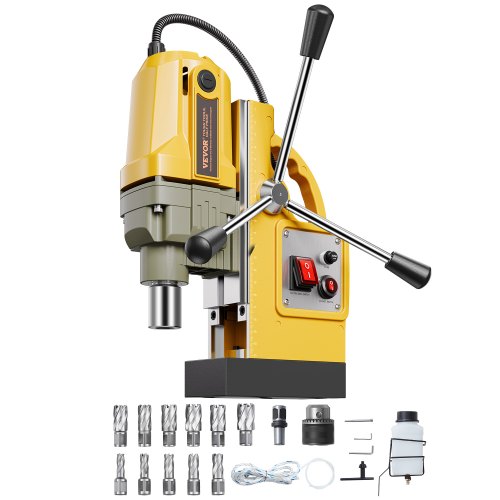 Magnetic Drill, 1400W Motor 1.6 in Boring Diameter, 2810 lbf Portable Electric Mag Drill Press, with 11 Coring Bits, 800 RPM Speed, Drilling Machine for Metal Surface, Home Improvement Industry