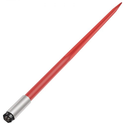 Hay Spear 49' Bale Spear 4500 lbs Capacity, Bale Spike Quick Attach Square Hay Bale Spears 1 3/4' wide, Red Coated Bale Forks, Bale Hay Spike with Hex Nut & Sleeve for Buckets Tractors Loaders