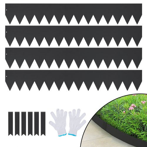 VEVOR Steel Landscape Edging, 4-pack Steel Garden Edging Borders, 40 L x 6 H Strips, Hammer-in Edging Border with 6 Clips, Bendable Metal Landscape Edging for Yard, Garden, Lawn