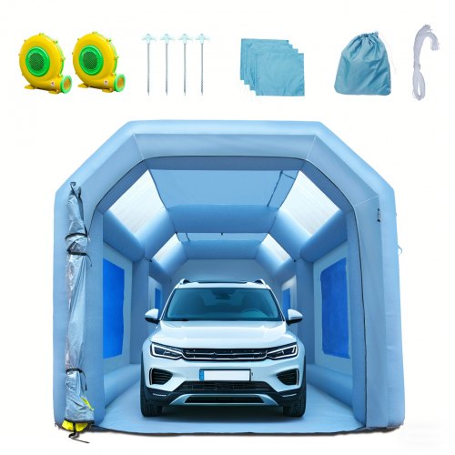 20x10x8ft Inflatable Paint Booth, Inflatable Spray Booth, High Powerful 480W+750W Blowers Spray Booth Tent, Car Paint Tent Air Filter System for Car Parking Tent Workstation Motorcycle Garage