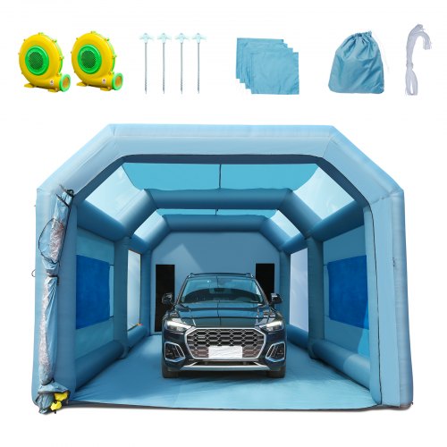 28x16x11ft Inflatable Paint Booth, Inflatable Spray Booth, High Powerful 750W+950W Blowers Spray Booth Tent, Car Paint Tent Air Filter System for Car Parking Tent Workstation Motorcycle Garage