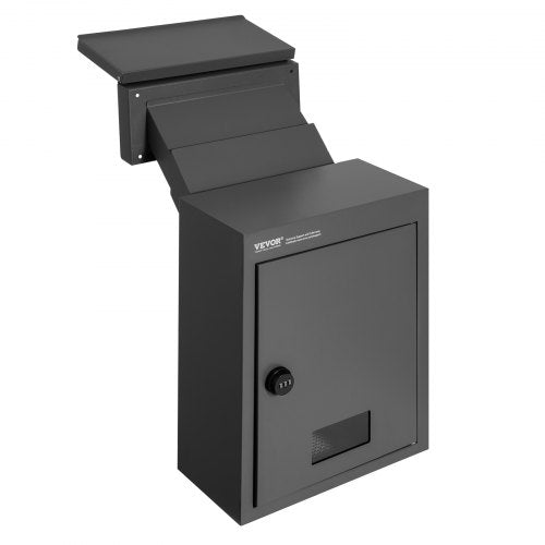Through The Wall Drop Box, Heavy Duty Steel Through the Wall Mailbox with 2.8-7.9' 13' Combination Lock, 12.5x6.3x16.9' Mail Drop Box, Black