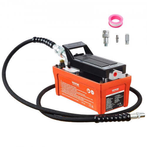 Air Hydraulic Pump, 10,000 PSI 1/2 Gal Reservoir, NPT 3/8' Oil Outlet, NPT 1/4' Inlet, 6.6 ft Pipe, Foot Actuated Hydraulic Pump Air Treadle for Auto Body Frame Machines and Pulling Post, Orange
