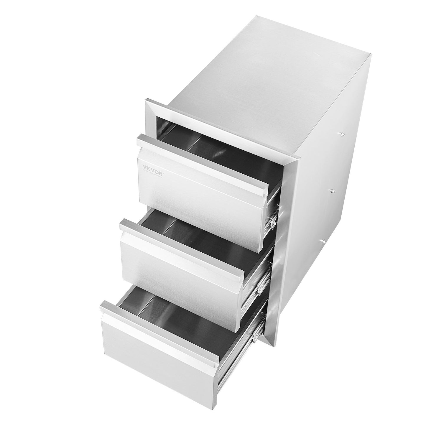 VEVOR Outdoor Kitchen Drawers 14.7 W x 25.4 H x 18.7 D, Box Frame Style Flush Mount BBQ Drawers with Stainless Steel Handle, BBQ Island Drawers for Outdoor Kitchens or Patio Grill Station